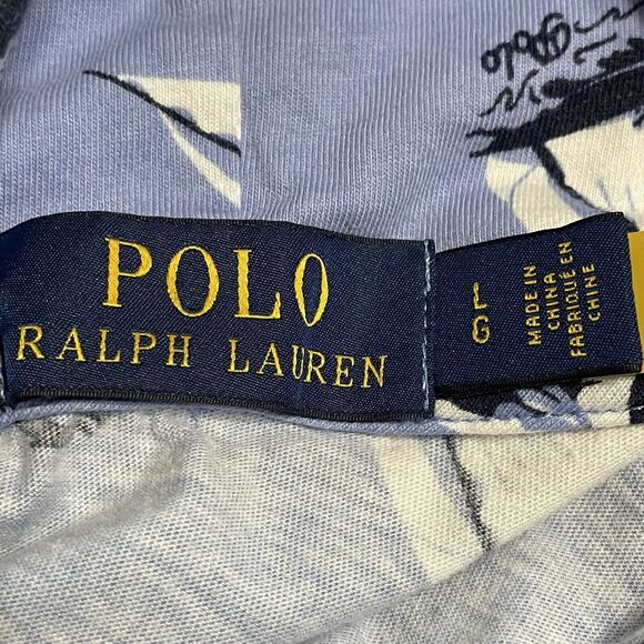 Polo Ralph Lauren Hooded Cotton Jersey Men L Blue Sailing Bear Print Long Sleeve - Picture 8 of 12